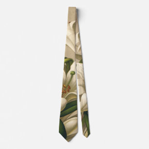 Vintage Easter Lilies, Victorian Flowers in Bloom Tie