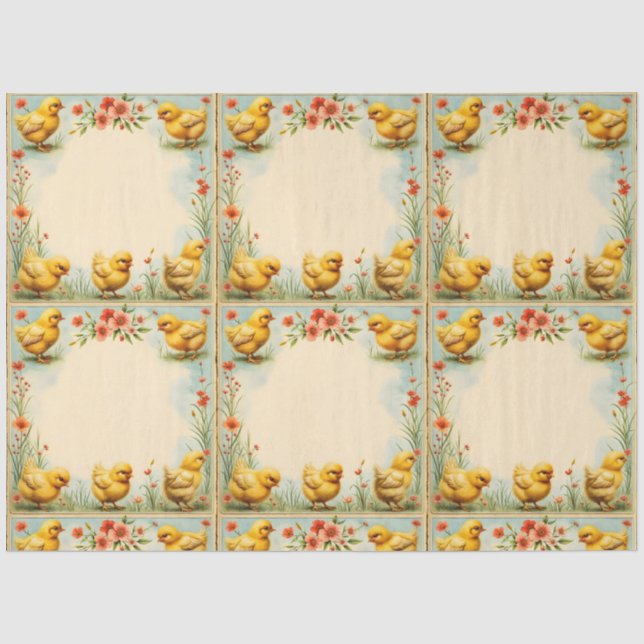 Vintage Easter Little Chicken Holiday Collection Tissue Paper (Front)