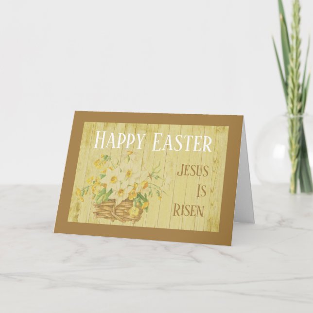 Vintage Easter Message Jesus Is Risen Holiday Card (Front)