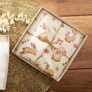 Vintage Easter Pink Rabbit Pattern Wrapping Paper