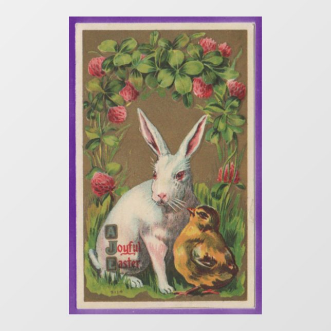 Vintage Easter Rabbit And Chick Window Cling (Sheet)