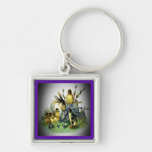 Vintage Easter Rabbit, Baby Chicks & Flowers, ZSSG Keychain