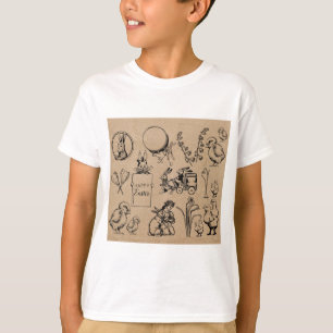 Vintage Easter Rabbit & Chick Kraft Brown T-Shirt