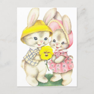 Vintage Easter Rabbit Children  Postcard