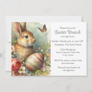 Vintage Easter Rabbit Holiday Brunch Invitation