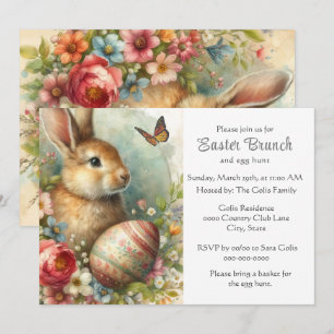 Vintage Easter Rabbit Holiday Brunch  Invitation