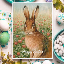 Vintage Easter Rabbit Holiday Card