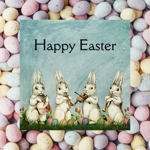 Vintage Easter Rabbit Musicians  Holiday Card