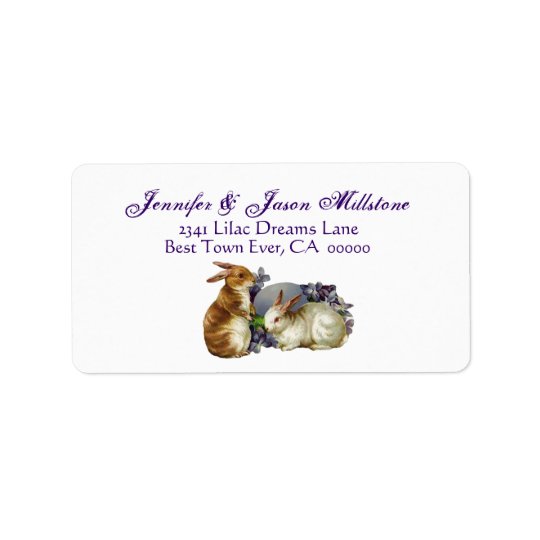 Vintage Easter Rabbits Address Label