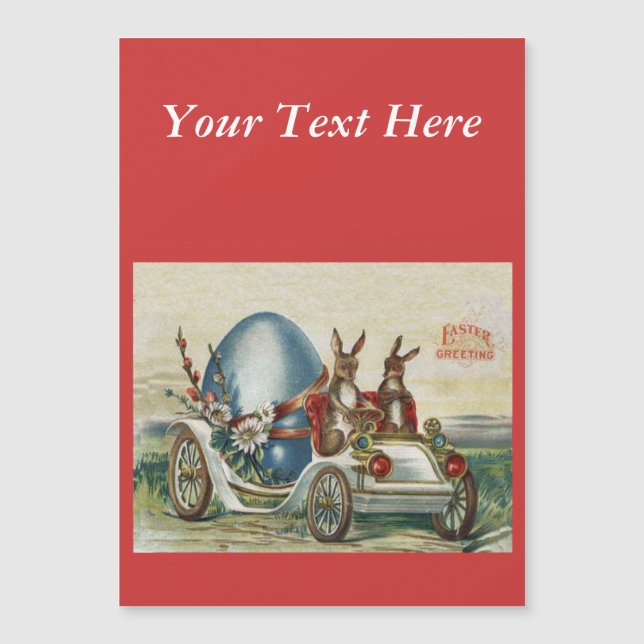 Vintage Easter Rabbits Flowers Car Egg (Front)