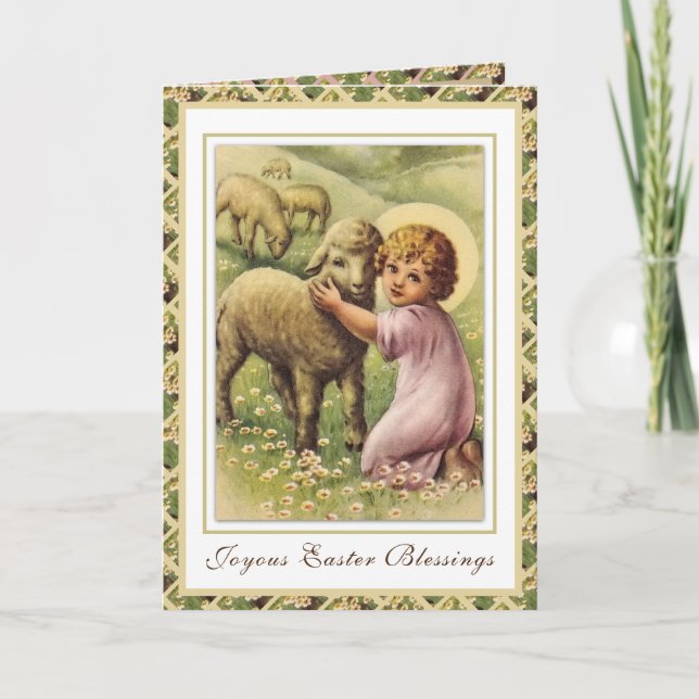 Vintage Easter Religious Blessings Prayer Holiday  (Front)