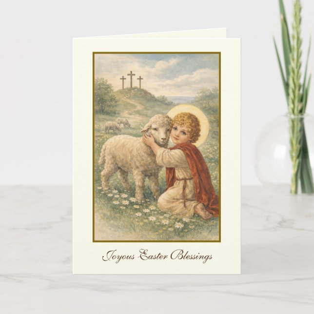 Vintage Easter Religious Blessings Prayer Holiday Card (Front)