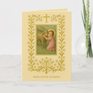 Vintage Easter Religious Blessings Prayer Holiday Card