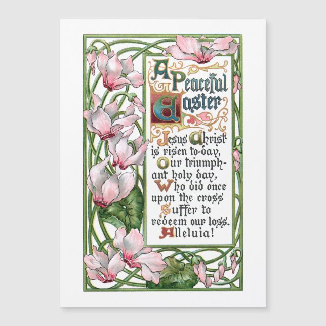 Vintage Easter Religious Hymn and Cyclamen (Front)