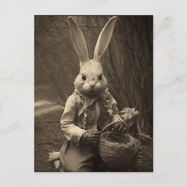 Vintage Easter Scary Bunny  Postcard (Front)