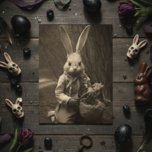 Vintage Easter Scary Bunny  Postcard
