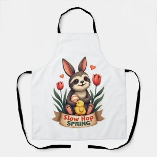 Vintage Easter Sloth Bunny Spring Flowers Shirt 2 Apron