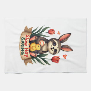 Vintage Easter Sloth Bunny Spring Flowers Shirt 2 Kitchen Towel