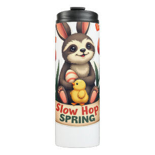 Vintage Easter Sloth Bunny Spring Flowers Shirt 2 Thermal Tumbler