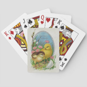 Vintage Easter Spring Baby Chicks Flowers Playing Cards