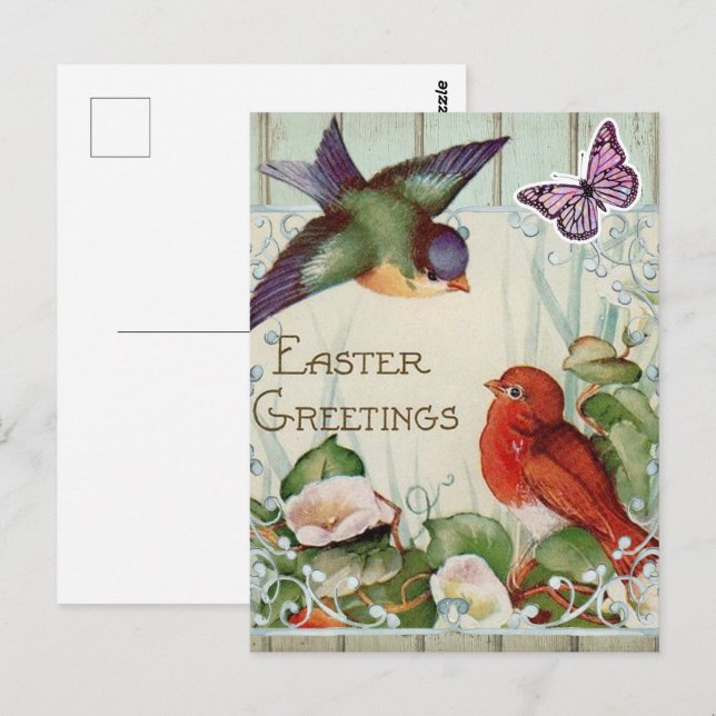 Vintage Easter Spring Greeting Postcard (Front/Back)