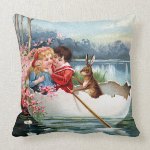 Vintage Easter Throw Pillow