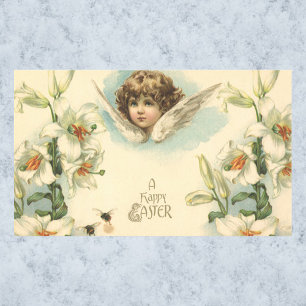 Vintage Easter, Victorian Angel with Lily Flowers Sticker