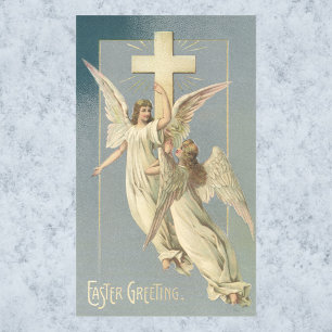 Vintage Easter, Victorian Angels with a Cross Sticker