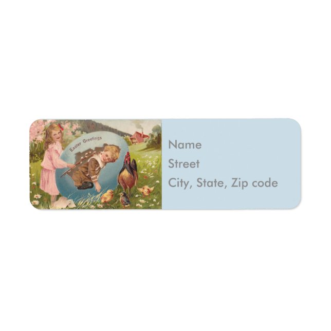 Vintage Easter Victorian Girl & Boy Blue (Front)