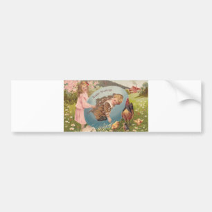 Vintage Easter Victorian Girl & Boy Bumper Sticker