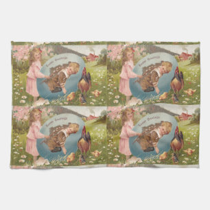 Vintage Easter Victorian Girl & Boy Kitchen Towel