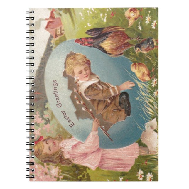 Vintage Easter Victorian Girl & Boy Notebook (Front)