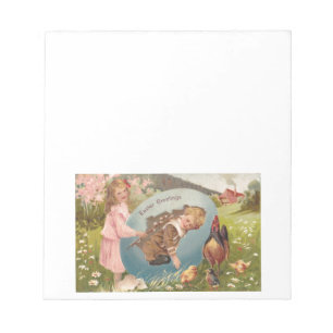 Vintage Easter Victorian Girl & Boy Notepad