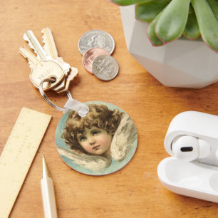 Vintage Easter, Victorian Lily Flowers and Angel Keychain
