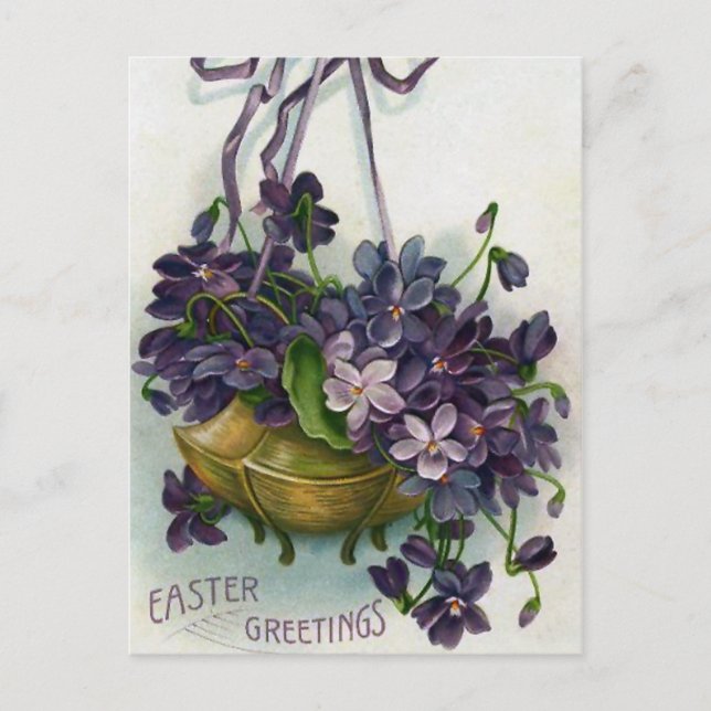 Vintage Easter Violets Holiday Postcard (Front)