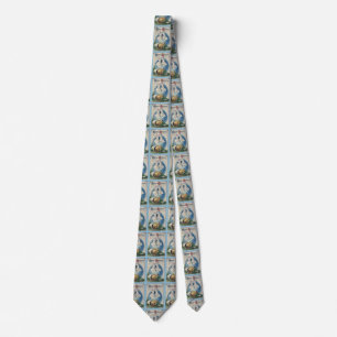Vintage Easter White Rabbits and Baby Chick. ZSSG Tie