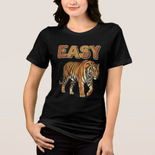 Vintage "EASY" Tiger T-Shirt Design – Retro Bold A Tri-Blend Shirt