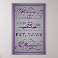 Vintage "Eat, Drink, Be Married" Cocktails Poster