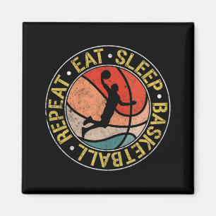 Vintage Eat Sleep Basketball Repeat Retro Dunking Magnet
