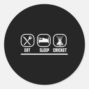 Vintage Eat Sleep Cricket Player Coach Field Game  Classic Round Sticker