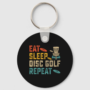 Vintage Eat Sleep Disc Golf Repeat Player Golfer G Keychain