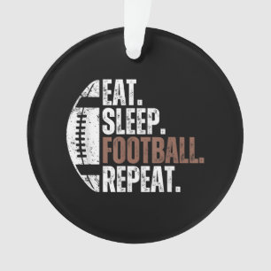 Vintage Eat Sleep Football Repeat Ornament