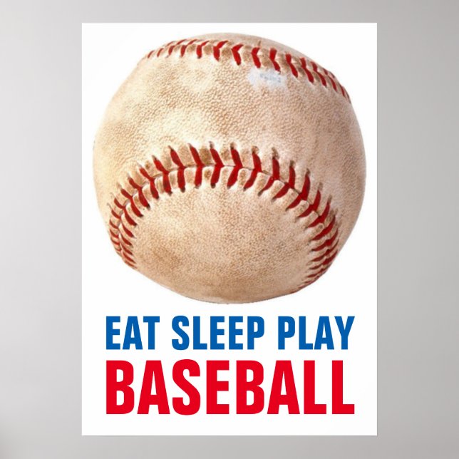 Vintage Eat Sleep Play Baseball Poster (Front)