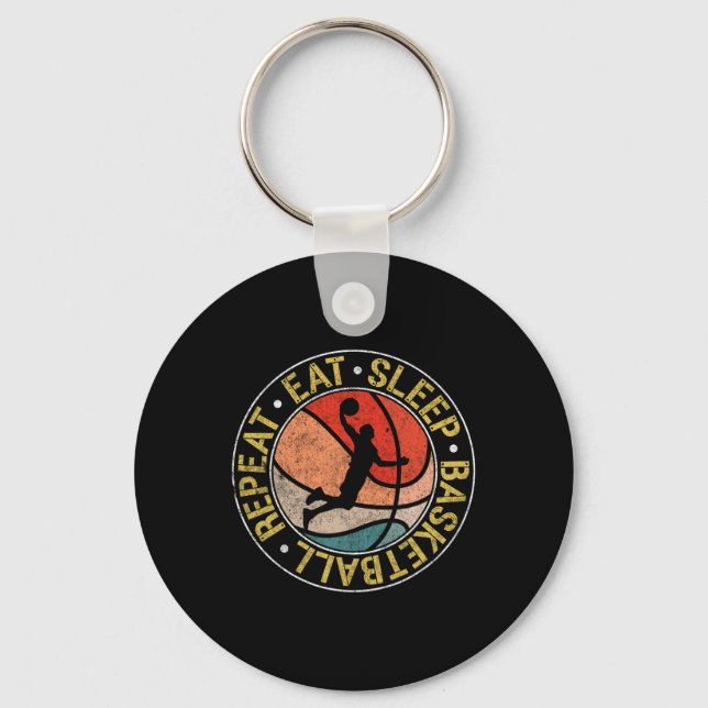 Vintage Eat Sleep Sketll Repeat Retro Dunking  Keychain (Front)