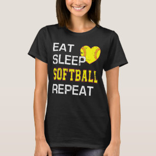 Vintage Eat Sleep Softball Repeat Cute Softball T-Shirt