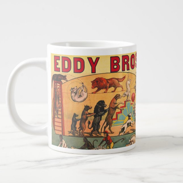 Vintage Eddy Brothers Circus Poster Large Coffee Mug (Left)