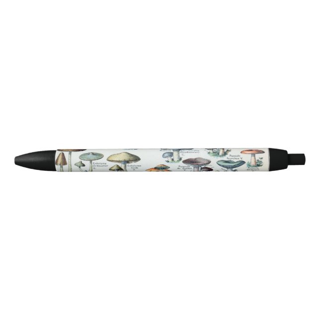 Vintage Edible Mushroom Chart Black Ink Pen (Front)