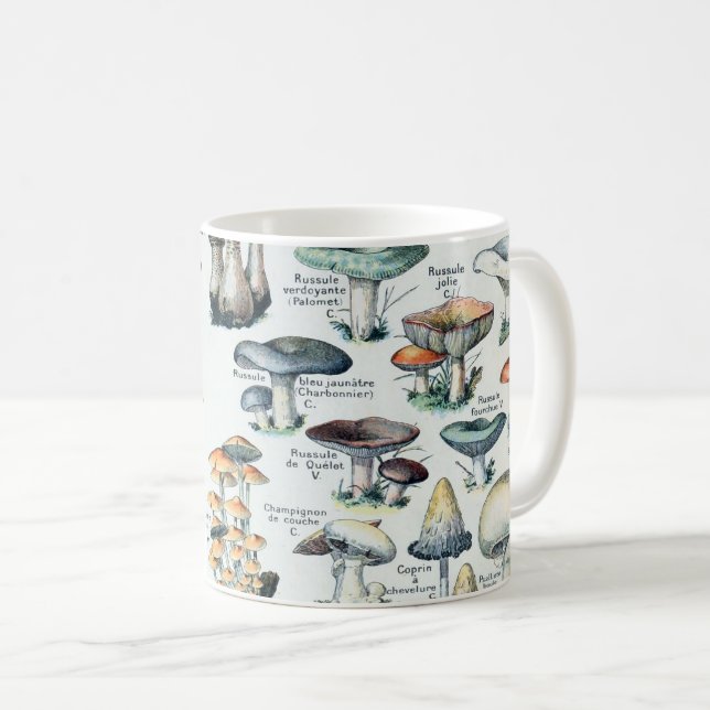Vintage Edible Mushroom Chart Coffee Mug (Front Right)