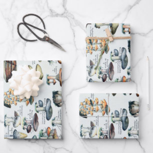 Vintage Edible Mushroom Chart Wrapping Paper Sheet