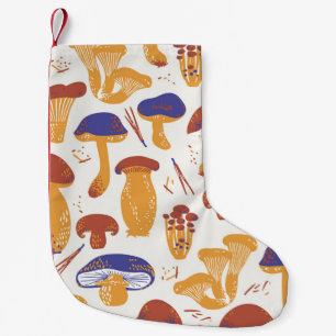Vintage Edible Mushrooms Illustration Small Christmas Stocking